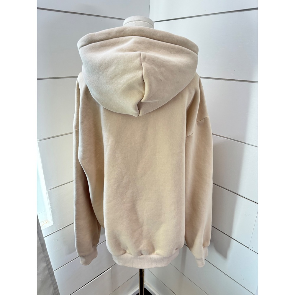 Comfrt Hoodie Unisex Large Cream Sand Excellent Oversized Fleece Pullover - Picture 3 of 7